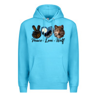 Ocean Blue peace love wolf head Premium Hoodie - LillyAllenDesigns
