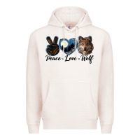 Pale Pink peace love wolf head Premium Hoodie - LillyAllenDesigns