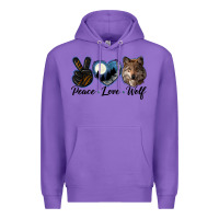 Purple peace love wolf head Premium Hoodie - LillyAllenDesigns
