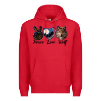 Red peace love wolf head Premium Hoodie - LillyAllenDesigns