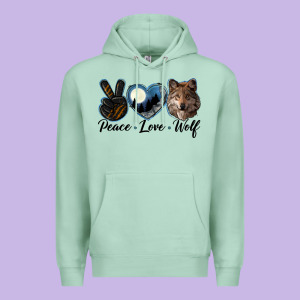 Peace Love Wolf Head Premium Hoodie Designed By Lillyallendesigns