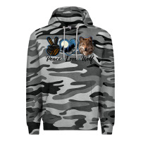 Slate Camo peace love wolf head Premium Hoodie - LillyAllenDesigns