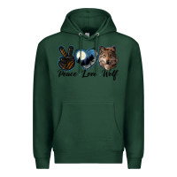 Sports Green peace love wolf head Premium Hoodie - LillyAllenDesigns