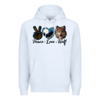 White peace love wolf head Premium Hoodie - LillyAllenDesigns