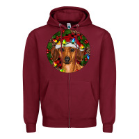 Burgundy Christmas Dachshund Zipper Hoodie - RanaPortraitStore