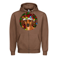 Chestnut Christmas Dachshund Zipper Hoodie - RanaPortraitStore