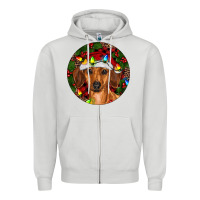 Dove Grey Christmas Dachshund Zipper Hoodie - RanaPortraitStore