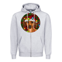 Heather Grey Christmas Dachshund Zipper Hoodie - RanaPortraitStore