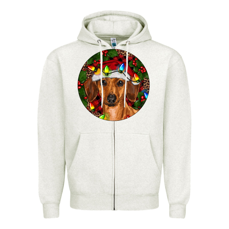 Christmas Dachshund Zipper Hoodie by RanaPortraitStore | Teevron