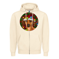 Sandshell Christmas Dachshund Zipper Hoodie - RanaPortraitStore