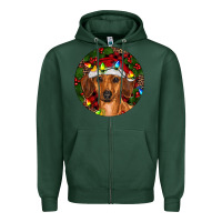 Sports Green Christmas Dachshund Zipper Hoodie - RanaPortraitStore
