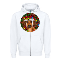 White Christmas Dachshund Zipper Hoodie - RanaPortraitStore