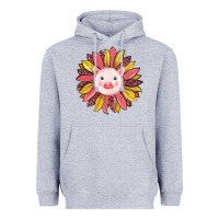 Heather Grey pig sunflower Heavyweight Hoodie - RanaPortraitStore