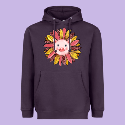 Pig Sunflower Heavyweight Hoodie Designed By Ranaportraitstore