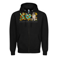 Black peace love st. bernard Zipper Hoodie - texasbilliewilder