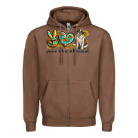 Chestnut peace love st. bernard Zipper Hoodie - texasbilliewilder