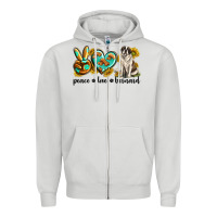 Dove Grey peace love st. bernard Zipper Hoodie - texasbilliewilder