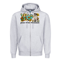 Heather Grey peace love st. bernard Zipper Hoodie - texasbilliewilder