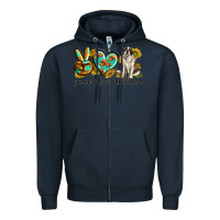 Navy peace love st. bernard Zipper Hoodie - texasbilliewilder