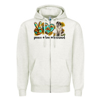 Oatmeal Heather peace love st. bernard Zipper Hoodie - texasbilliewilder