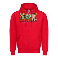 Red peace love st. bernard Zipper Hoodie - texasbilliewilder