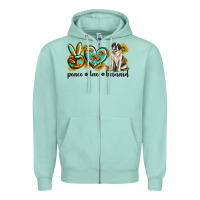 Seafoam peace love st. bernard Zipper Hoodie - texasbilliewilder