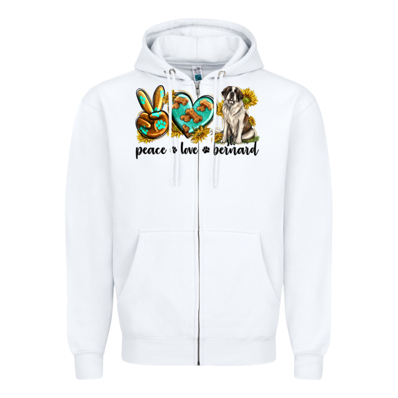 Peace Love St. Bernard Zipper Hoodie by texasbilliewilder | Teevron