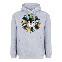 Heather Grey penguin sunflower Heavyweight Hoodie - RanaPortraitStore