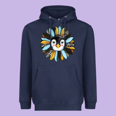 Penguin Sunflower Heavyweight Hoodie Designed By Ranaportraitstore