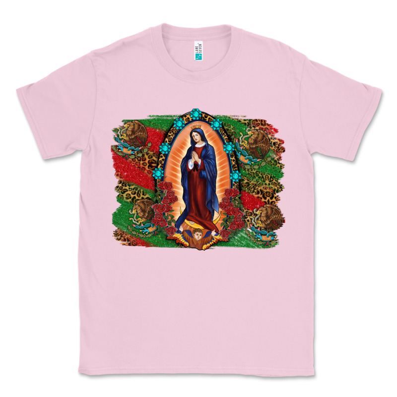 Mexican Flag Lady Of Guadalupe Distressed Backgrou Classic Tee by RanaPortraitStore | Teevron