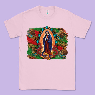 Mexican Flag Lady Of Guadalupe Distressed Backgrou Classic Tee Designed By Ranaportraitstore