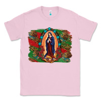 Bubblegum Pink Mexican Flag Lady Of Guadalupe Distressed Backgrou Classic Tee - RanaPortraitStore