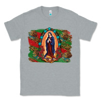 Heather Grey Mexican Flag Lady Of Guadalupe Distressed Backgrou Classic Tee - RanaPortraitStore