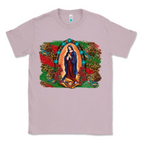 Lilac Mexican Flag Lady Of Guadalupe Distressed Backgrou Classic Tee - RanaPortraitStore