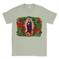 Matcha Mexican Flag Lady Of Guadalupe Distressed Backgrou Classic Tee - RanaPortraitStore