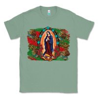 Sage Mexican Flag Lady Of Guadalupe Distressed Backgrou Classic Tee - RanaPortraitStore