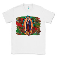 White Mexican Flag Lady Of Guadalupe Distressed Backgrou Classic Tee - RanaPortraitStore