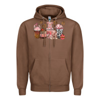 Chestnut pigs coffee cups Zipper Hoodie - texasbilliewilder