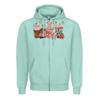 Seafoam pigs coffee cups Zipper Hoodie - texasbilliewilder