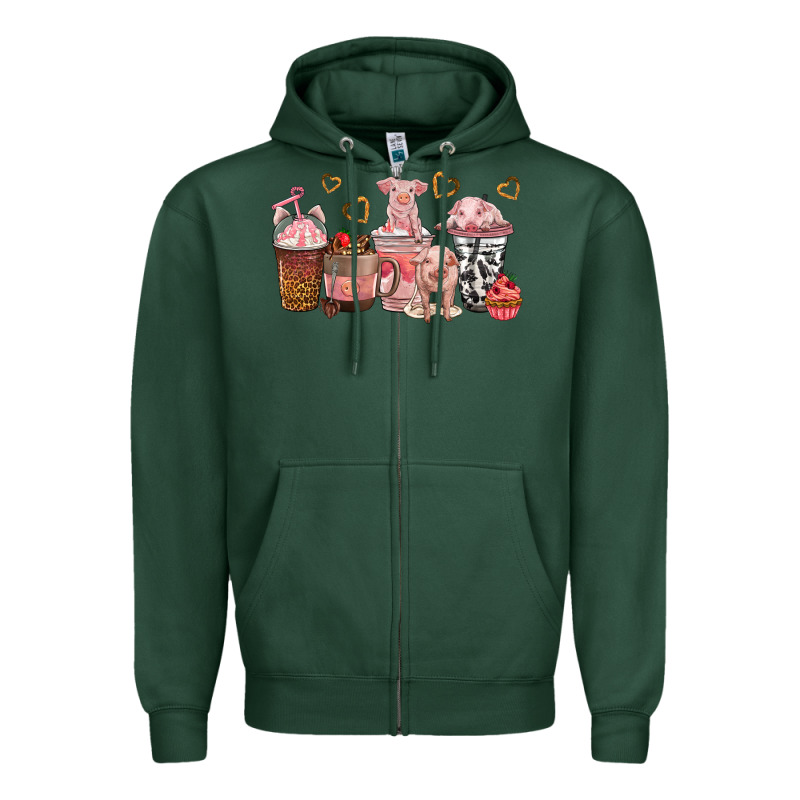 Pigs Coffee Cups Zipper Hoodie by texasbilliewilder | Teevron