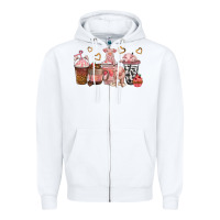 White pigs coffee cups Zipper Hoodie - texasbilliewilder