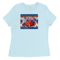 Baby Blue american truck 4th of july mousepad Ladies Tee - BarkalooDesign