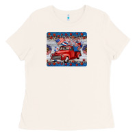 American Truck 4th Of July Mousepad Ladies Tee | Teevron