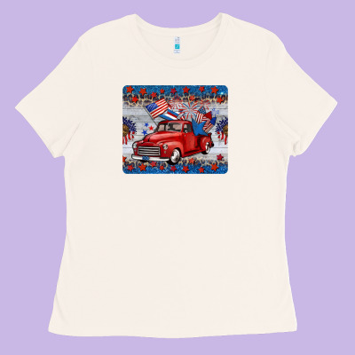 American Truck 4th Of July Mousepad Ladies Tee Designed By Barkaloodesign