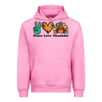 Fuchsia Pink peace love thankful turkey Urban Hoodie - Jasminsmagicworld