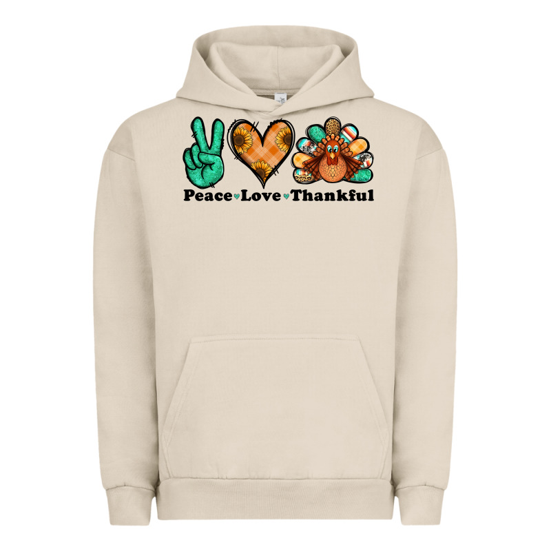 Peace Love Thankful Turkey Urban Hoodie by Jasminsmagicworld | Teevron