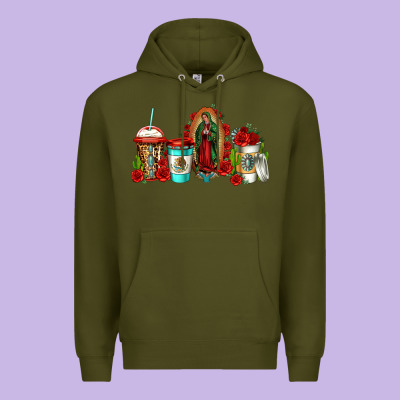 Lady Of Guadalupe Coffee Premium Hoodie Designed By Jasminsmagicworld