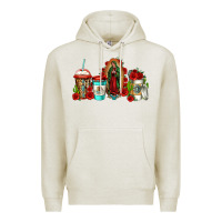 Oatmeal Heather lady of guadalupe coffee Premium Hoodie - Jasminsmagicworld