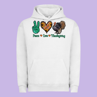Peace Love Thanksgiving Urban Hoodie Designed By Jasminsmagicworld