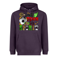 Plum small town big spirit soccer Heavyweight Hoodie - Zillion Design Studio
